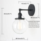 Permo 5.9'' Vintage Wall Lamp Modern Glass Wall Sconce Wall Lights Fixtures luminaire Loft Bedside Mirror Lamp Stair Lights