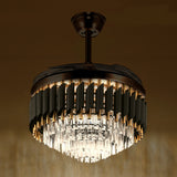 LED Crystal Light With Fan 72W Modern Chandelier Invisible Blades Fan Remote Control For Living Room Bedroom