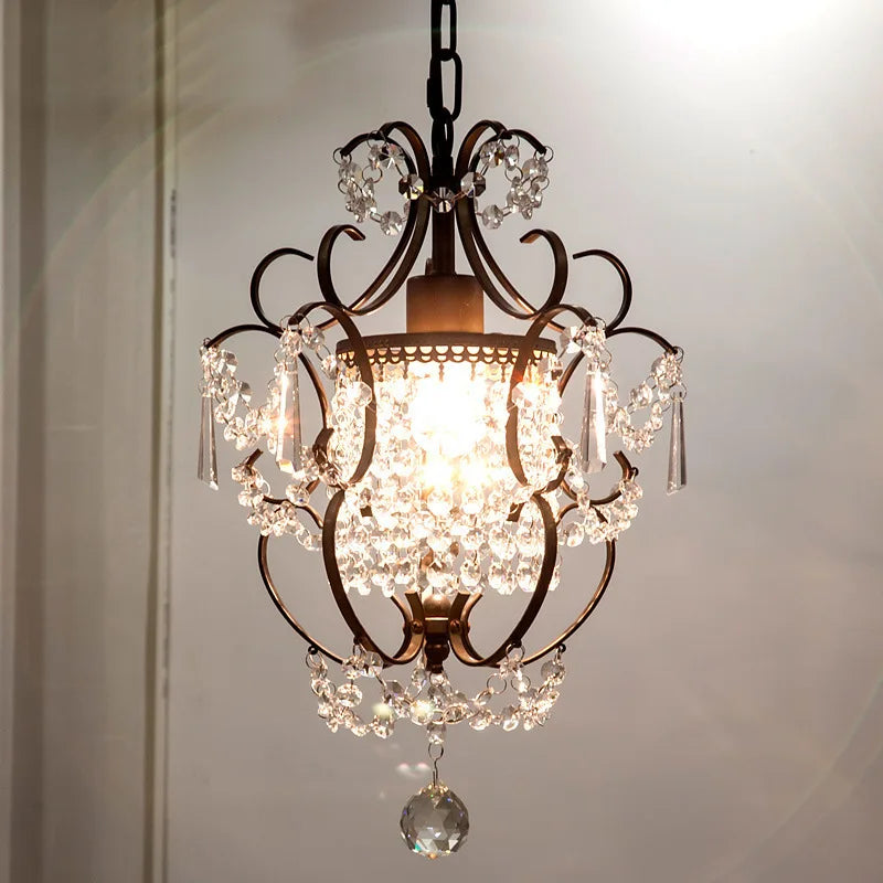 American Entrance Crystal Retro Chandelier Personalized Creative Aisle Entrance Corridor Foyer Cloakroom Bar Restaurant Light