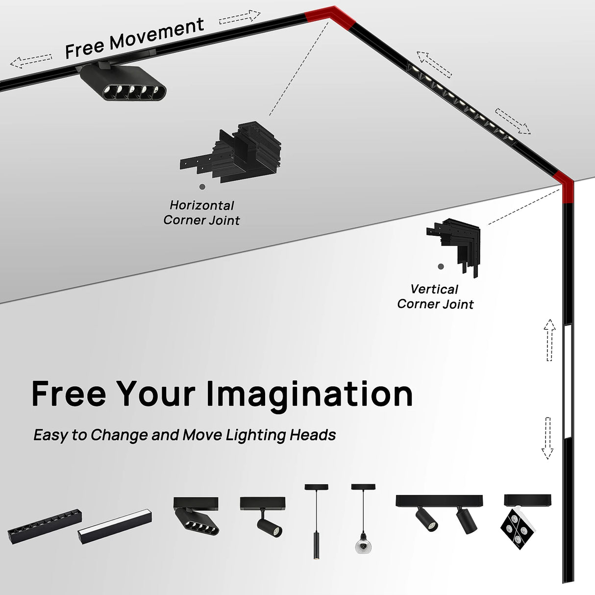 New Design Flood Spot Recessed Magnetic Track Light Led Line Lamp Magnet Rail Ceiling System Indoor Track Lights for Room