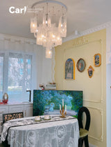 Ribbon Light Luxury Restaurant Cream Style Chandelier Designer Atmospheric High-end Staircase Chandelier Glass Chandelier