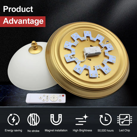 Led Ceiling Light Replacement Led Module 220v Led Panel Light Board Dimmable With Remote Control 12W 18W 24W For Ceiling Lamps