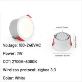 Downlight LED Zigbee Tuya Ceiling Light Dimmable 12W 15W Recessed Led Spot Down Light CW Smart Lamp Work With Alexa Google Home