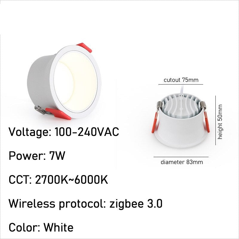 Downlight LED Zigbee Tuya Ceiling Light Dimmable 12W 15W Recessed Led Spot Down Light CW Smart Lamp Work With Alexa Google Home