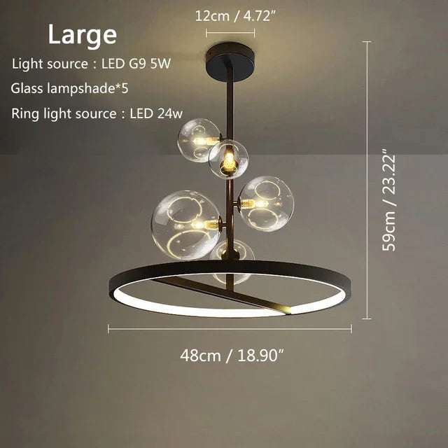 Modern Art Glass Chandelier Creative Personalized Lighting for Restaurant Bedroom Bar Nordic Home Decor Light Fixture