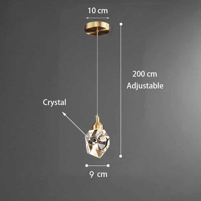 Light Luxury K9 Crystal Small Dhandelier Modern And Minimalist Restaurant Light Bar Counter Bedroom Bedside Long Line Light