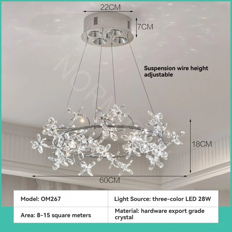 French Luxury Crystal Chandelier Romantic Princess Room Bedroom Master Light High-end Dining Room Crystal Wreath Light Fixture
