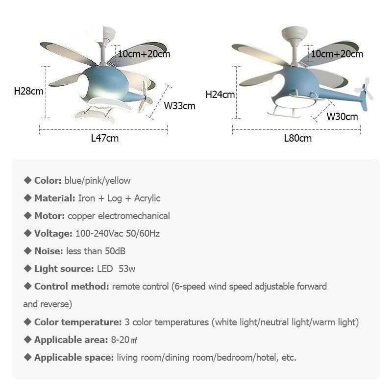 Children Room Ceiling Fan Lamp With Light Electric Fans Lights Small Bedroom Deco Cooling Decorations Remote Control