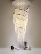 Large Spiral Design Crystal Chandelier For Staircase Hallway Lobby Modern Led Cristal Lamp Luxury Home Decor Led Light Fixture