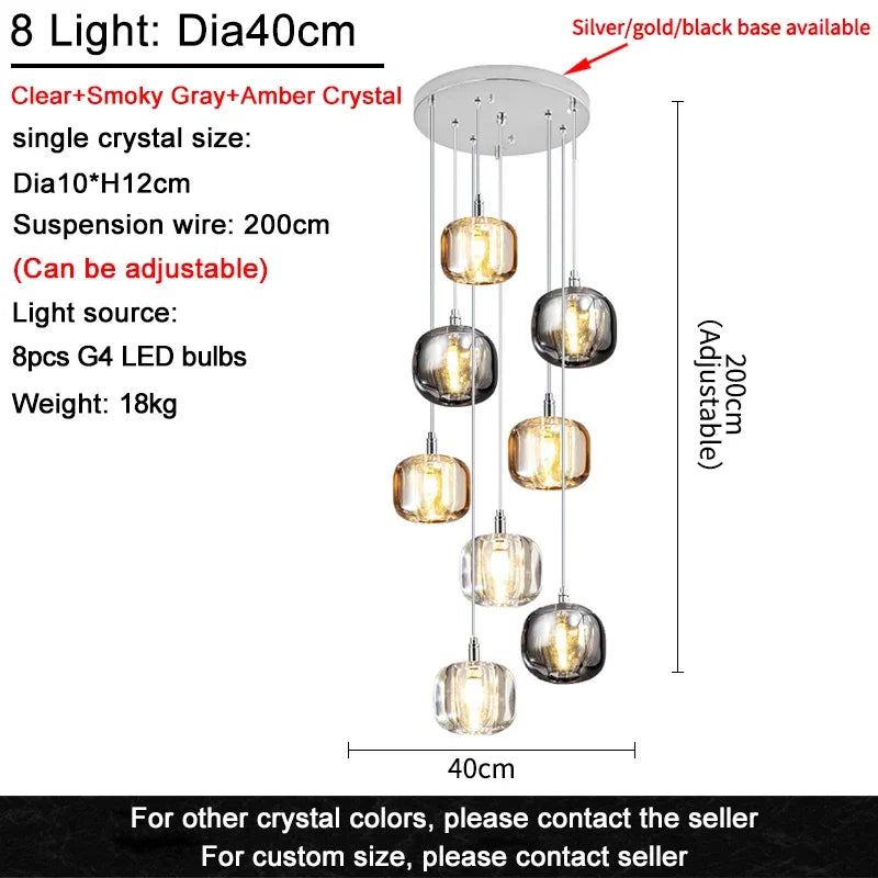 Modern Art Crystal Ball LED Chandelier - Long Staircase Hanging Lamp