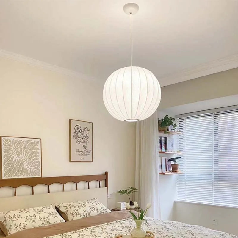 Japanese Wabi-Sabi Handmade Silk Pendant Lamp LED for Living Room Hotel Restaurant Home Decor