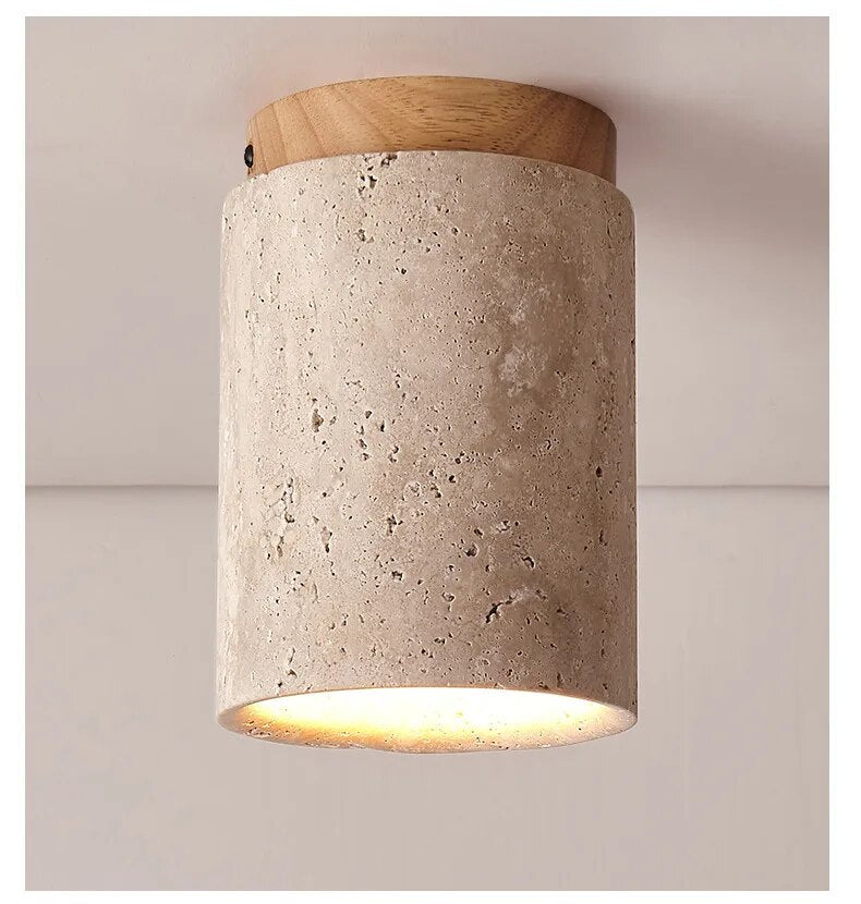 Japanese Wabi Sabi Yellow Marble Hotel Lobby Corridor Ceiling Light Creative Cream Style Restaurant Room LED Mounted Downlight