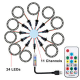 LED Sparkle Ring Light Circle Module WS2812B Individually Addressable RGB Atmosphere Lamp 17 Key Music Remote Control for Party