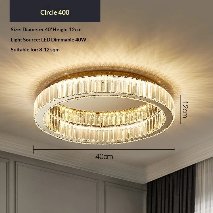Modern Simple Crystal Circle Lamp Ceiling Chandelier Living Room Bedroom Study Decorative Led Indoor Lighting Ceiling Light
