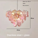 Modern Murano Glass Disc Chandelier Metal Gold Silver Dimmable Ceilings Lustre for Restaurant Hotel Bedroom