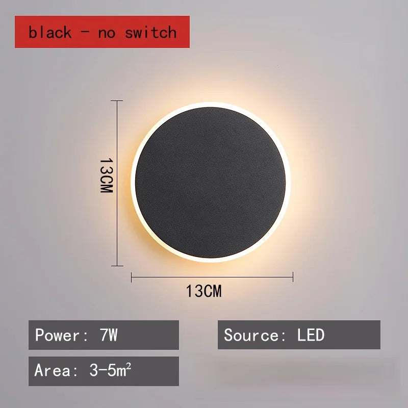 Modern Minimalist Round LED Wall Lamp - Touch Switch & Motion Sensor Porch Light