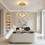 Modern LED Pendant Light with a Wavy Light Ring, Remote Control, Three Adjustable Light Colors, and Adjustable Height; Suitable for Bedrooms, Living Rooms, Above Dining Tables, and Living Rooms