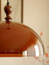 Vintage Brown Bauhaus Orange Pendant Lamp French Retro Design Adjustable Hanging Light for Dining Table Cafe LED Chandelier