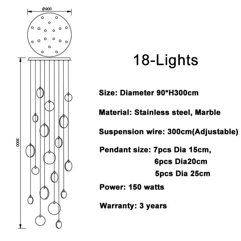 Nordic LED Marble Ceiling Chandelier Ceiling Lamps Pendant Lights for Attic Lobby Lighting Living Room Staircase  Home Decor