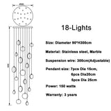 Nordic LED Marble Ceiling Chandelier Ceiling Lamps Pendant Lights for Attic Lobby Lighting Living Room Staircase  Home Decor