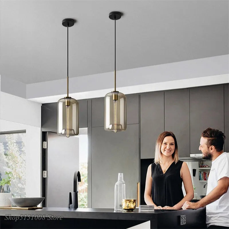Nordic Glass Pendant Light Modern living room Kitchen Hanging Lamps Lighting Fixtures LED Lamp Home Decor Suspension Luminaire