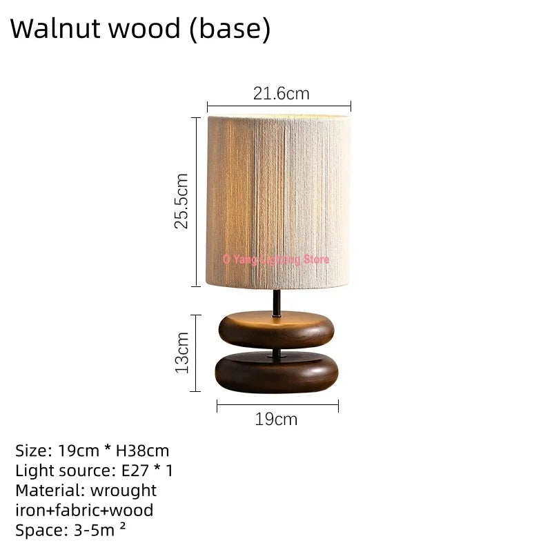 Wabi Sabi Style Solid Wood Designer Creative Walnut Base Living Room Study Bedroom Bedside Japanese Atmosphere Light