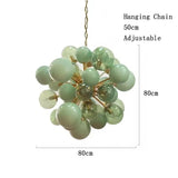 Modern Pink Glass Bubble Ball Pendant Chandelier Light - Decorative Globe Hanging Ceiling Light Fixture for Living Room, Dining Room & Bedroom