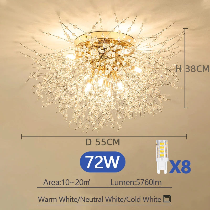 French Dandelion Ceiling Chandelier Luxury Modern Pendant Lamp for Living Room Kitchen Children's Room Decorative Lighting