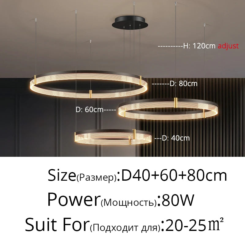 Nordic Living Room Pendant Light Luxury Ring Bedroom Lamp Modern Designer Lustre Home Decor Simple Dining Room Circle Chandelier