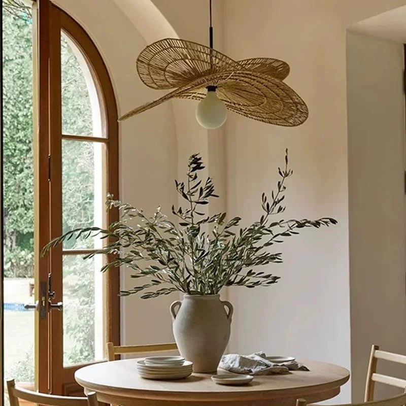 Rattan Pendant Lights Wabi-sabi Style Hand-woven Lamp Restaurant Home Decor Bedroom Living Room Creative Dining Room Chandeliers