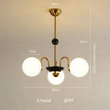 Mid-Century Retro Chandelier French Glass Ball Pengdant Lamp Bauhaus Gold/Chrome Luxury Living Room Bedroom Study Light