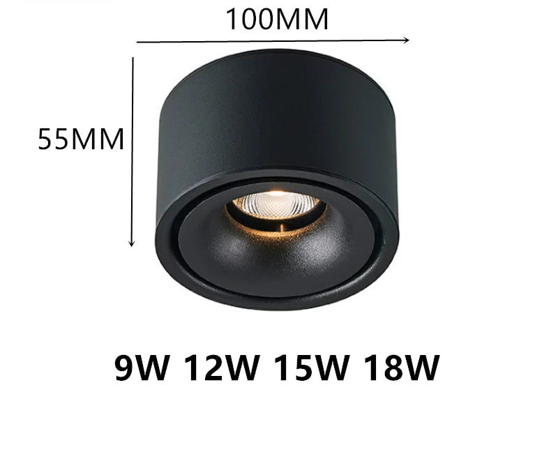 Recessed Led Light Spot Plafond Led Downlight Surface COB 9W 12W 15W 18W Dimmable Ceiling Lamps AC110 220v Room Round Bedroom