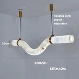 2026 Luxury Marble Linear Chandelier - Minimalist LED Dining Room Pendant Light