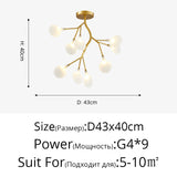Creativity Firefly LED Chandelier Black Gold for Living Room Bedroom Hall Home Decor Indoor Lighting Minimalist Ceiling Pendant