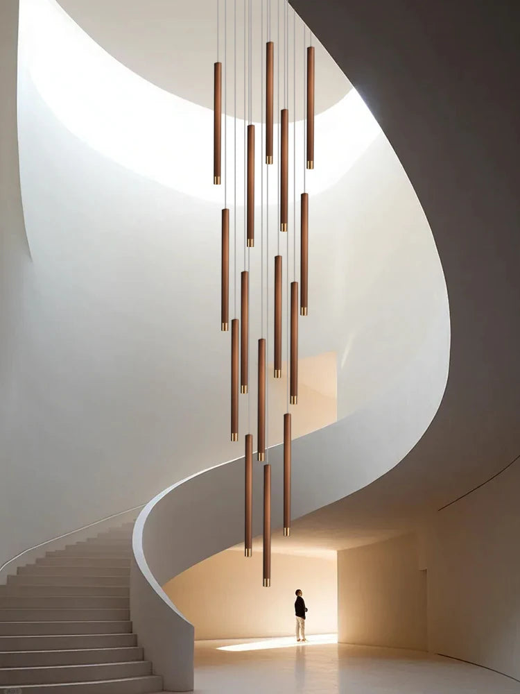 Modern Stair Chandelier Nordic Luxury Minimalist Pendant Light Villa Living Room Lighting LED Showroom Ceiling Lamps Chandelier