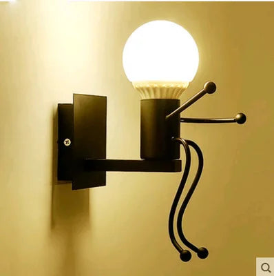 Modern Wall Lamp Iron Cartoon Humanoid Wall Lamps For Living Room Bedroom Nordic Home Decor Bedside Wall Light Bathroom Fixtures