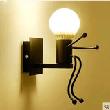 Modern Wall Lamp Iron Cartoon Humanoid Wall Lamps For Living Room Bedroom Nordic Home Decor Bedside Wall Light Bathroom Fixtures