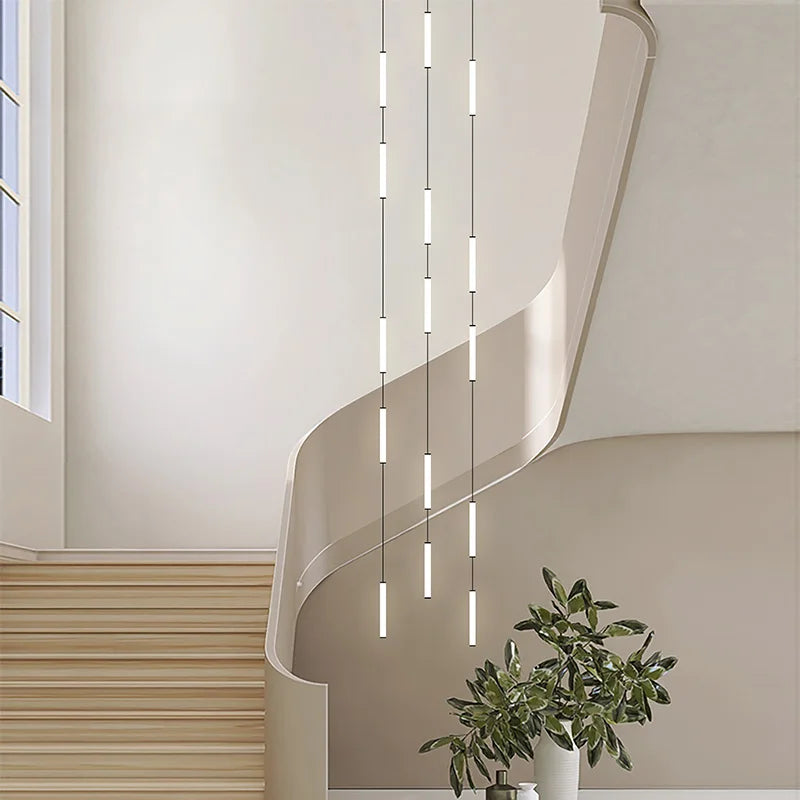 Long Chandelier Staircase Lamp Designer Modern Living Room Chandelier Nordic Indoor Villa Hall Long Line Penthouse Pendant Lamp