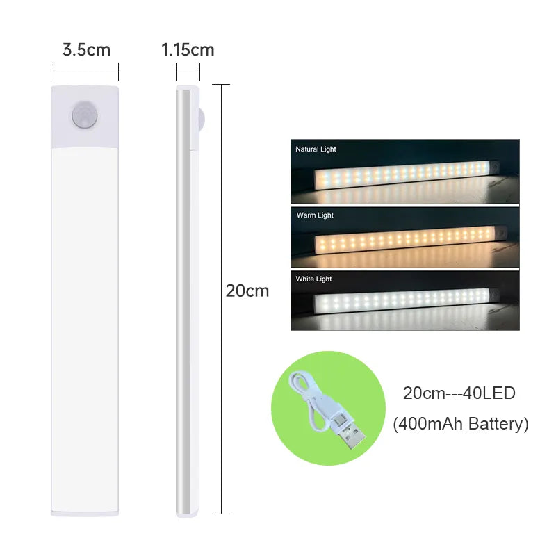 Night Light Led Light Under Cabinet Light Motion Sensor Closet Light Cabinet USB Rechargeable Kitchen Lighting Lamp