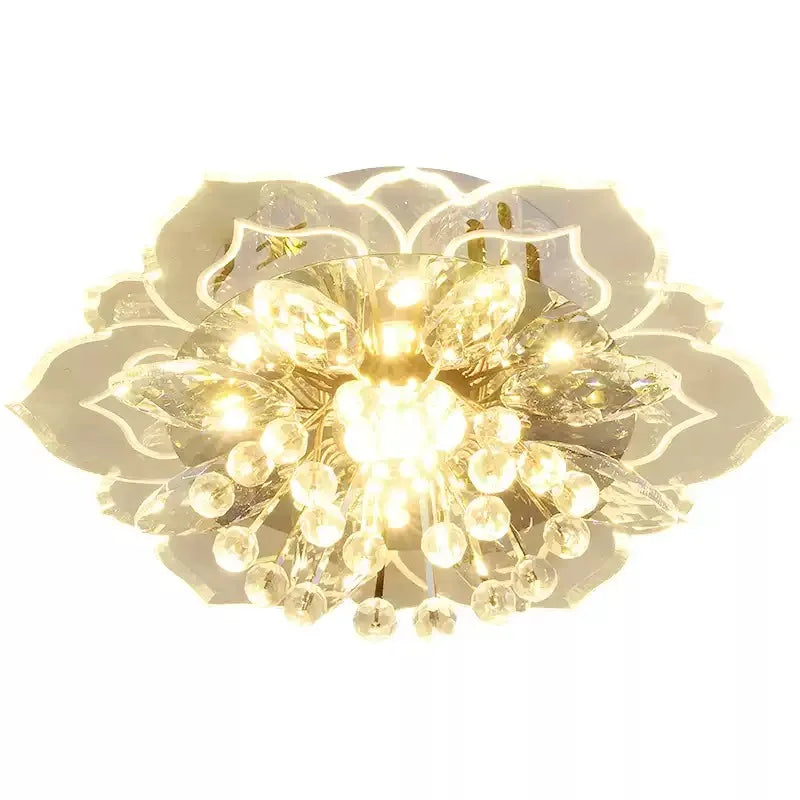 Creative LED Crystal Flower Chandelier - Modern Bedroom Ceiling Light