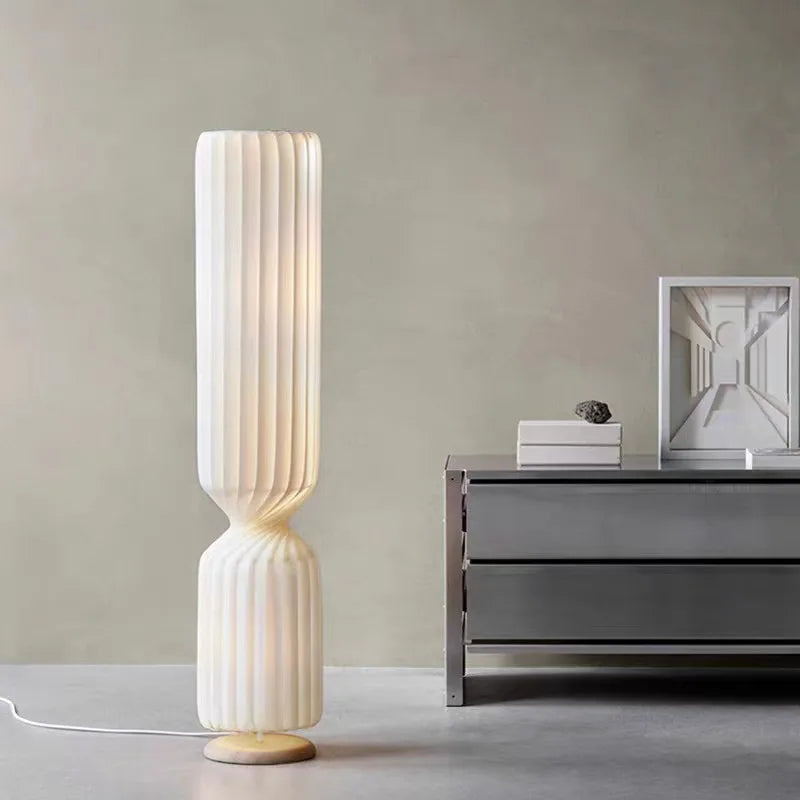Nordic pleated Floor Lamp wabi- sabi white Fabric Lamp For Living Room Bedroom Loft Decors LED corner long strip Standing Light