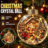 Acrylic Material Christmas Ball Ornament Transparent Design 8CM Size Santa Claus Pendant with Light Holiday Tree Pendant