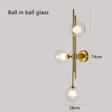 3 Heads Blue Glass Ball Postmodern Wall Lamp For Bathroom Living Room Bedside Sconce Light Fixtures House  Decoration Lighting