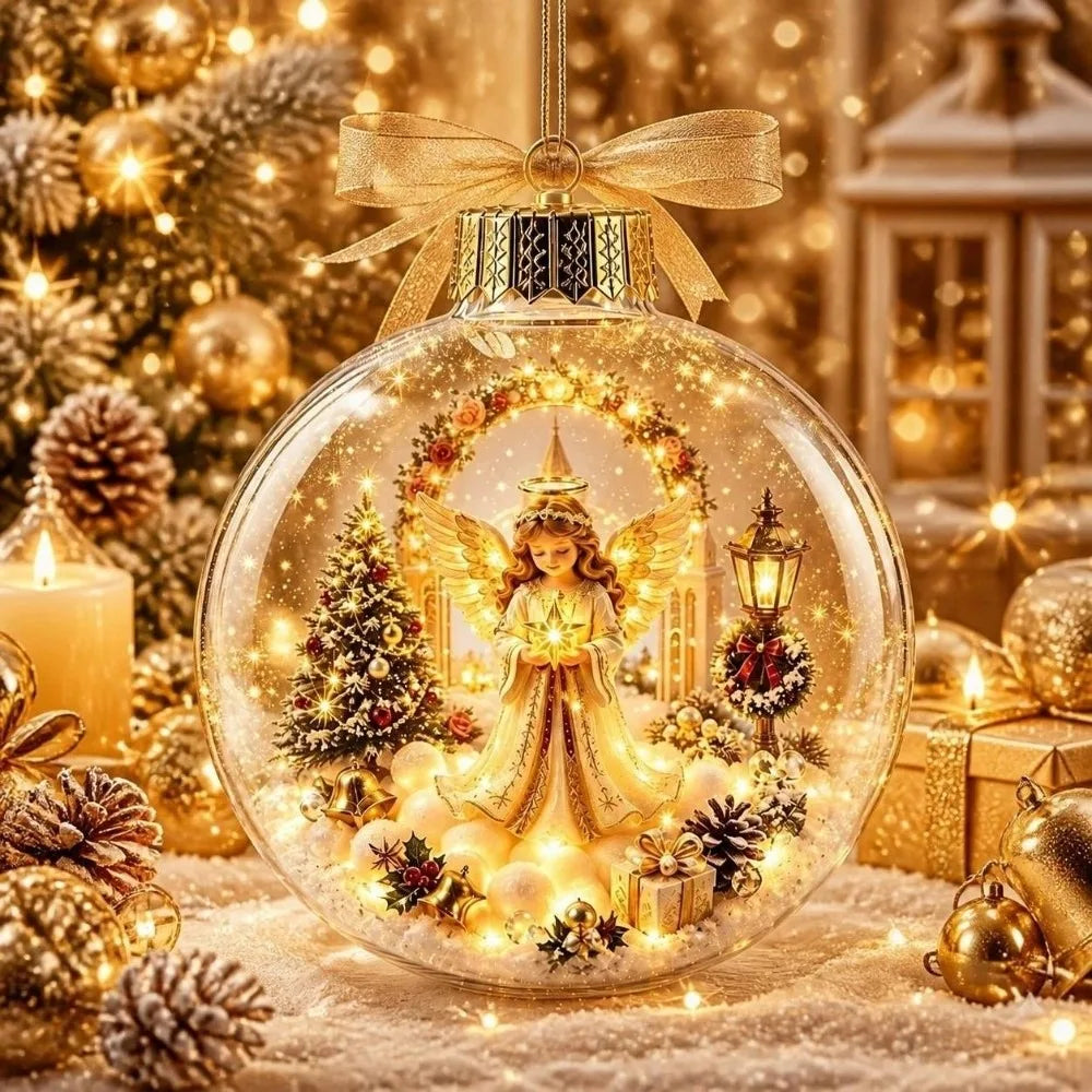 Transparent Christmas Hanging Ball LED Lights Santa Claus Christmas Tree Decor Snowman Tree Xmas Tree Ornaments Christmas Tree