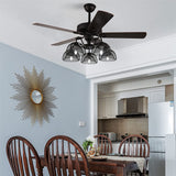 52” Retro Industrial Ceiling Fan 5 Light with Metal Lampshade and Remote Control for Living Room