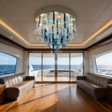 Luxury Crystal Glass Chandelier Modern Dimmable Ceiling Light Luster Hardware Adjustable Height for Villa Staircase
