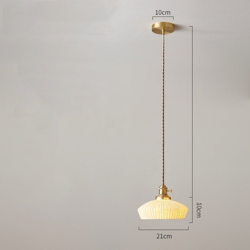 White Ceramic Brass Pendant Lights Fixtures Restaurant Bedroom Bedside Nordic Japanese Style Hanging Lamp LED Hanglampen