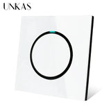 Modern 2-Way Pass Through Light Switch - Gray Glass Panel with LED Indicator