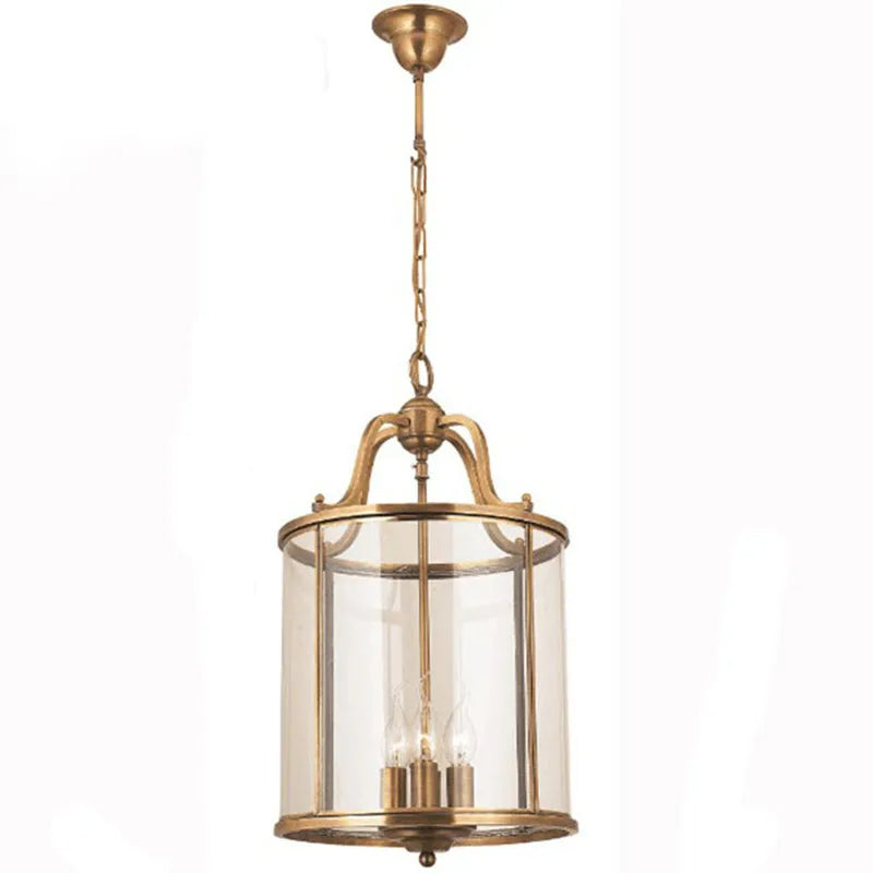 American Copper Glass Corridor Aisle Restaurant Bar Shop Cylinder Solder Birdcage Chandelier Lamp E14x3 pendant light home decors