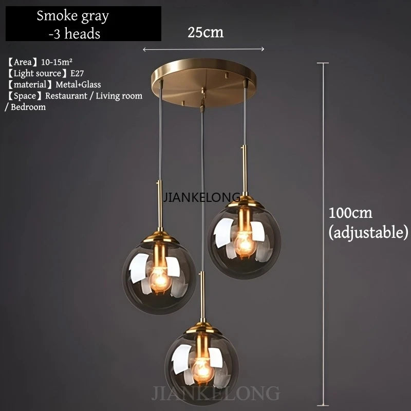 Modern Luxury Glass Chandelier - Nordic Metal LED Pendant Light